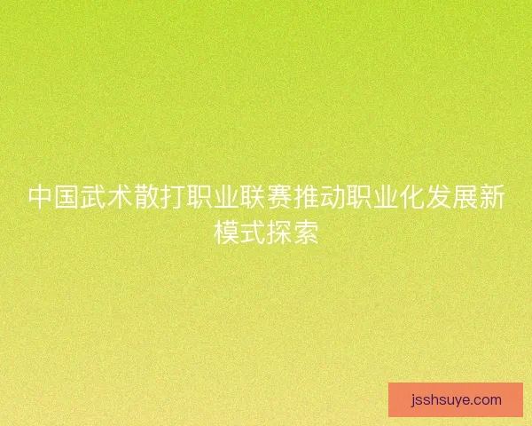 中国武术散打职业联赛推动职业化发展新模式探索 中国武术散打职业联赛推动职业化发展新模式探索